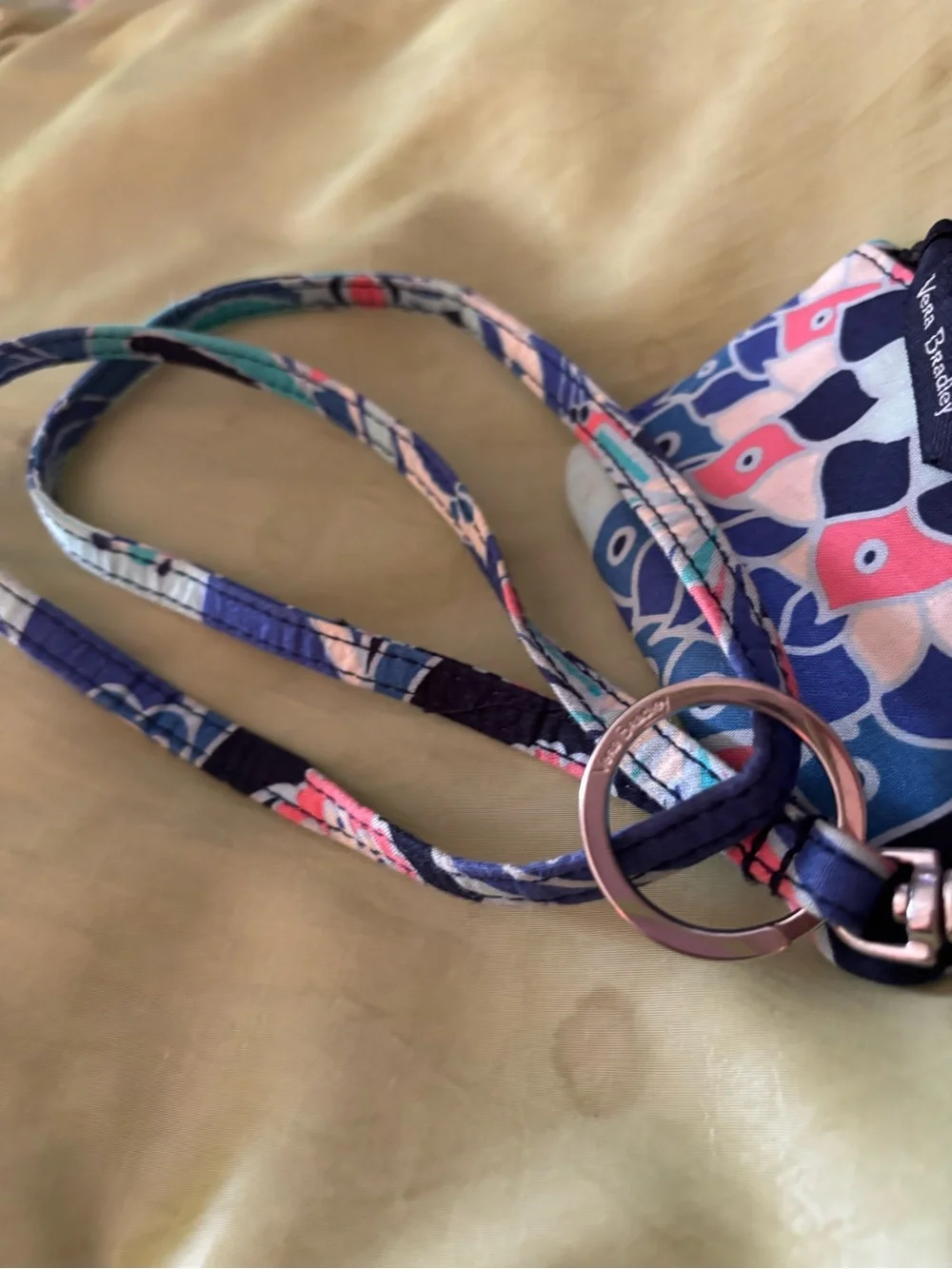 Vera Bradley Navy Blue Floral Lanyard ID Badge Holder